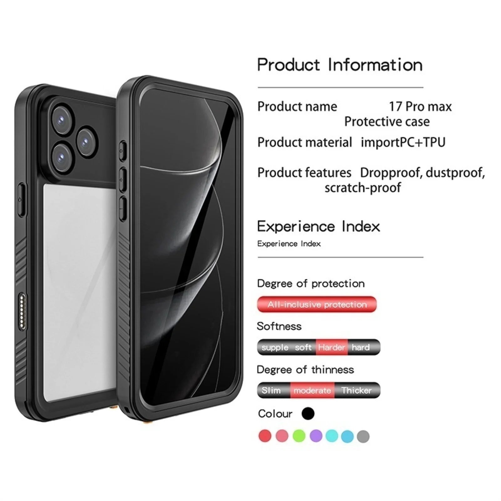 For Iphone 17/17 Air/17 Pro Waterproof Case, Diving & Shockproof Rugged Cover