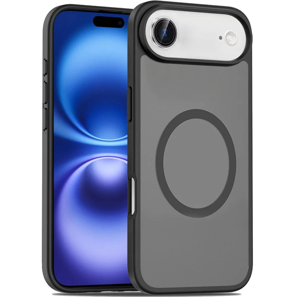 For Iphone 17 Air [Magnetic Circle] Smooth Safe Matte Feel Hybrid Case - Black