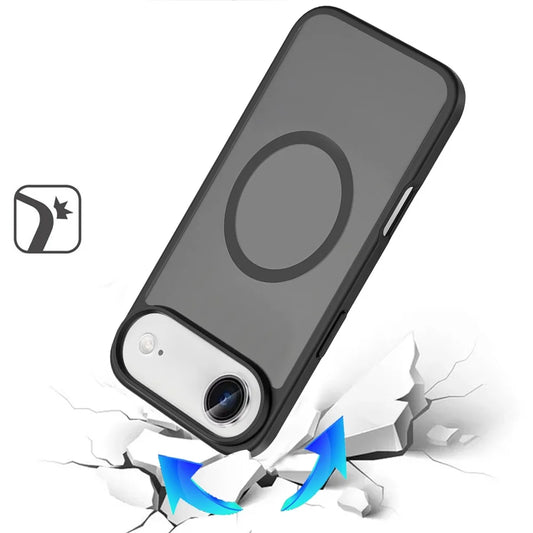 For Iphone 17 Air [Magnetic Circle] Smooth Safe Matte Feel Hybrid Case - Black
