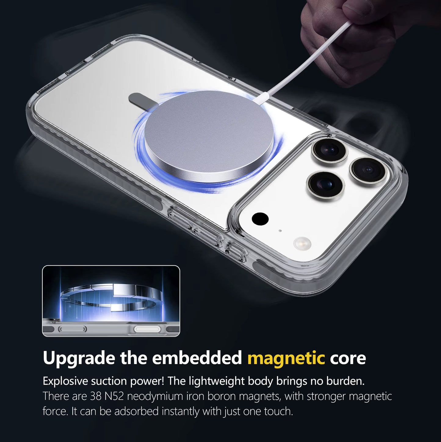 2025 New Product anti Drop Iphone 17 Phone Case TPE TPU 2.0PC Magnetic Phone Cover for Iphone 17 Pro Max 12 13 14 15 16 Pro