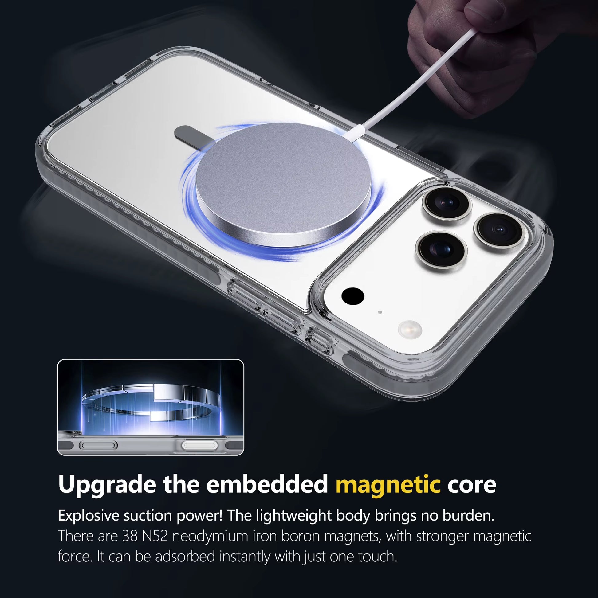 2025 New Product anti Drop Iphone 17 Phone Case TPE TPU 2.0PC Magnetic Phone Cover for Iphone 17 Pro Max 12 13 14 15 16 Pro